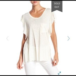 NWT Free People Ivory Ruffle Sleeve Shirt Tank Tee